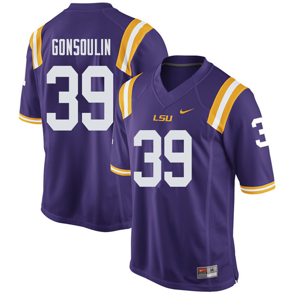 Men #39 Jack Gonsoulin LSU Tigers College Football Jerseys Sale-Purple